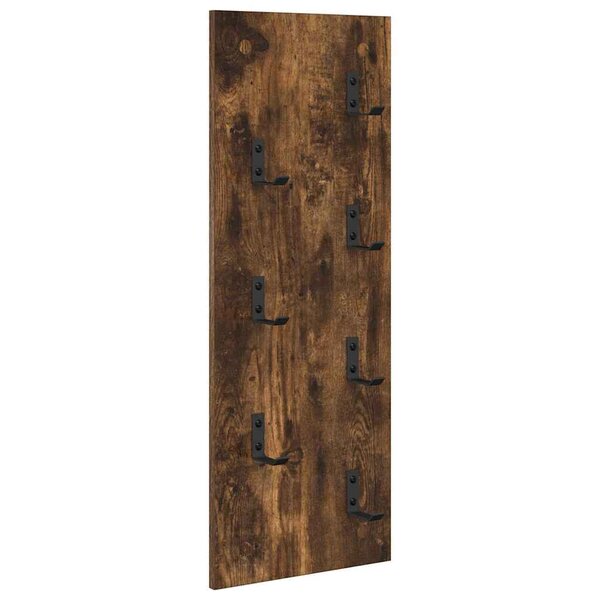 vidaXL Porte-manteau mural Montage mural Chêne fumé 30 x 1.5 x 80 cm