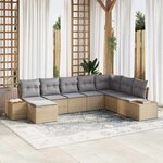 vidaXL Ensemble de canapé de jardin 8 Pièces Beige Poly rotin