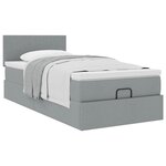 vidaXL Cadre de lit ottoman et matelas gris clair 90x190 cm tissu