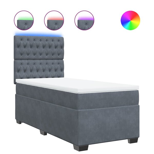 vidaXL Sommier à lattes de lit et matelas Gris foncé 80x200 cm Velours