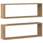 vidaXL Étagère murale avec étagère 2 Pièces Chêne artisan 80 x 15 x 26 cm