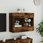 vidaXL Meuble TV mural avec lumières LED chêne fumé 78 5x30x60 5 cm
