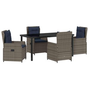 vidaXL Ensemble de salle à manger pour jardin 5 Pièces Gris Poly rotin