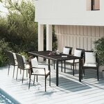 vidaXL Ensemble à manger de jardin coussins 7Pièces Noir Résine tressée