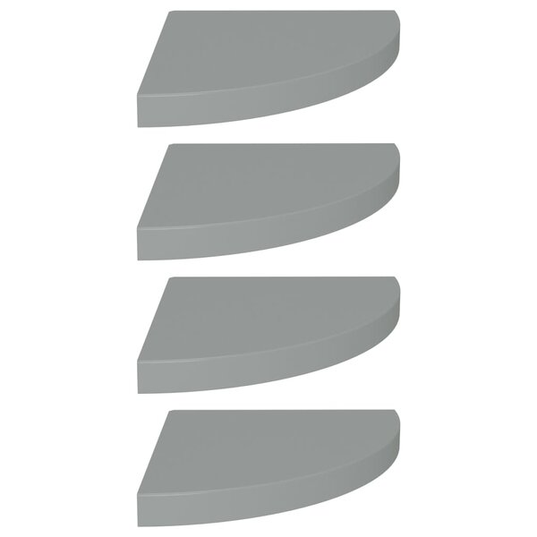 vidaXL Étagères d'angle flottantes 4 Pièces gris 35x35x3 8 cm MDF