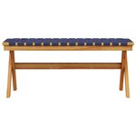 vidaXL Banc de jardin bleu foncé bois massif d'acacia et tissu