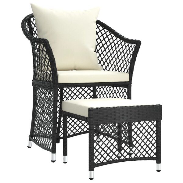 vidaXL Salon de jardin 2 Pièces avec coussins Noir Résine tressée