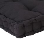 vidaXL Coussin de plancher de palette Coton 120x80x10 cm Noir