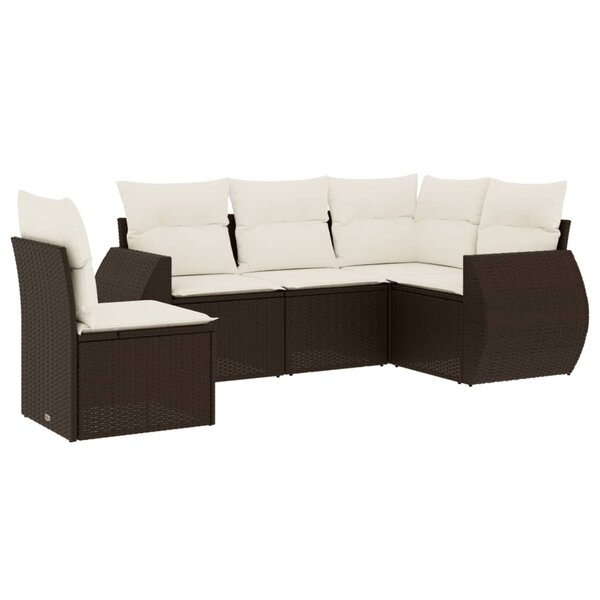 vidaXL Salon de jardin avec coussins 5 Pièces marron résine tressée