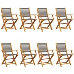 vidaXL Chaises de jardin pliables lot de 8 gris bois d'acacia massif