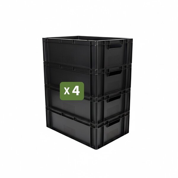 Pack and Move - Lot 4 Bacs Gerbables - Charge 20 kg - 60 x 40 x 20 cm - Stockage Rangement Outils Bricolage - Résistant - Réutilisable - 40L