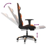vidaXL Chaise de jeu de massage et repose-pied Noir&Orange Similicuir