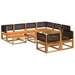 vidaXL Ensemble de canapés de jardin 10 pièces avec coussins en bois d'acacia et rotin