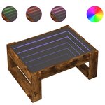 vidaXL Table basse avec LED infini chêne fumé 70x53x30 cm