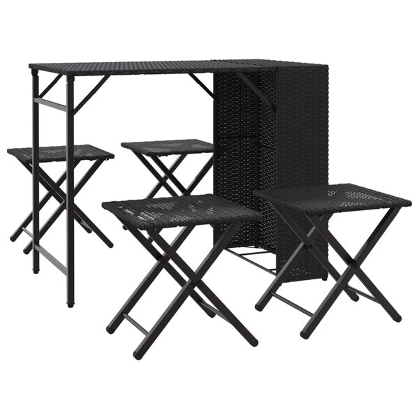 vidaXL Ensemble à manger de jardin 5 Pièces pliable noir résine tressée