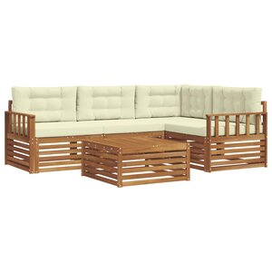 vidaXL Ensemble de canapés d'extérieur 5 pc Naturel et Crème