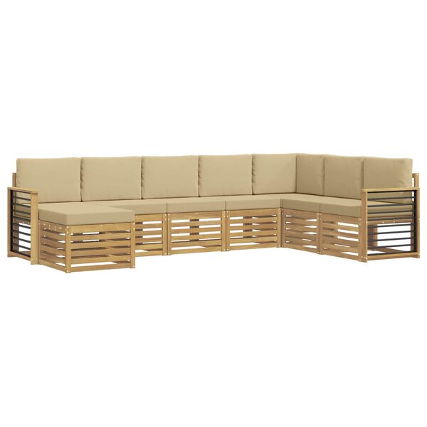 vidaXL Ensemble de canapés d'extérieur 8 Pièces Blanc et Beige