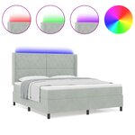 Lit à ressorts vidaXL avec matelas et lumière LED Gris clair 180x200 cm Velours