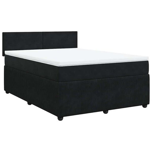 vidaXL Sommier à lattes de lit avec matelas Noir 140x190 cm Velours