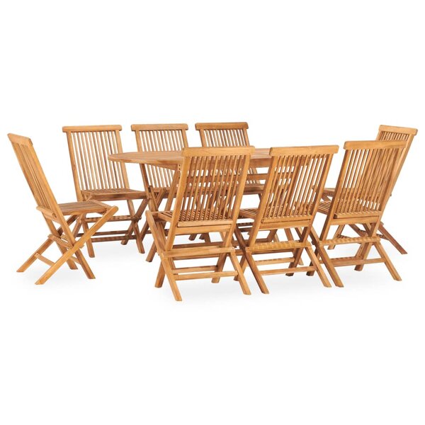 vidaXL Ensemble à manger d'extérieur pliable 9 Pièces Bois solide de teck