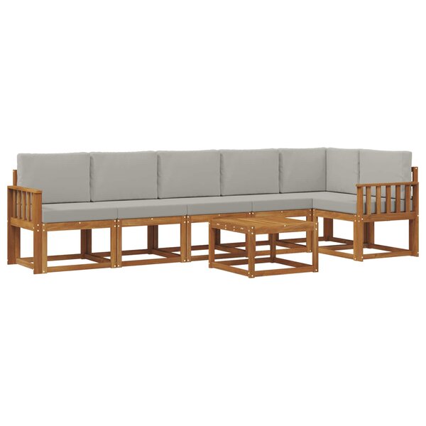 vidaXL Ensemble de canapés d'extérieur 7 pc Gris Naturel et Clair