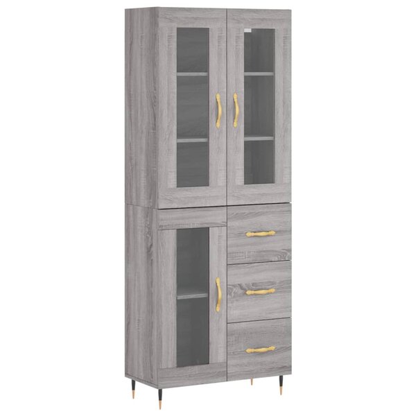 vidaXL Buffet haut Sonoma gris 69 5x34x180 cm Bois d'ingénierie