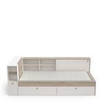 Lit enfant LIFE 90 x 190/200 - Rangements - chêne et blanc