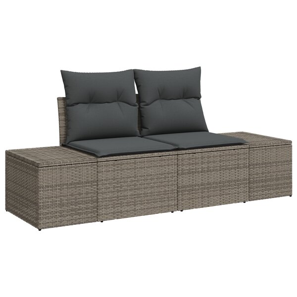 vidaXL Ensemble de canapé de jardin 7 pièces avec coussins gris en poly rotin et acacia