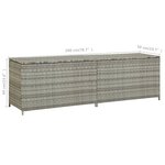 vidaXL Boîte de rangement de jardin résine tressée 200x50x60 cm gris