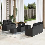 vidaXL Ensemble de canapé de jardin 8 Pièces Noir 90 x 55 x 71 cm