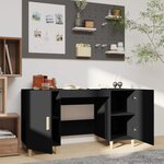vidaXL Bureau Noir 140x50x75 cm Bois d'ingénierie