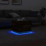 vidaXL Table basse avec lumières LED chêne fumé 50x50x40 cm