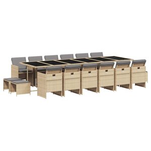 vidaXL Ensemble à manger de jardin et coussins 17 Pièces mélange beige