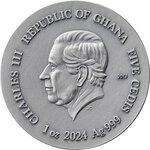 Pièce de monnaie en Argent 5 Cedis g 31.1 (1 oz) Millésime 2024 Life Quotes KRAKEN