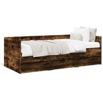 vidaXL Lit de jour avec tiroirs sans matelas chêne fumé 90x190 cm