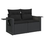 vidaXL Salon de jardin 7 Pièces avec coussins noir résine tressée