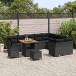 vidaXL Ensemble de canapé de jardin 12 Pièces Noir polyrotin