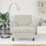 vidaXL Chaise longue avec coussin Crème 91 x 157 x 91 cm Velours