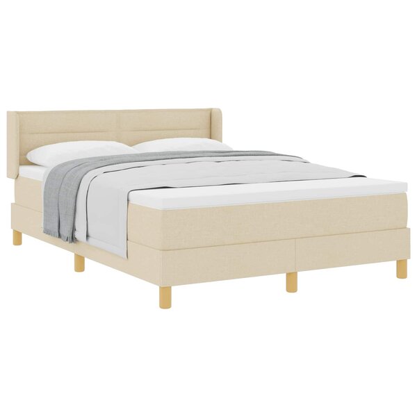 vidaXL Lit à Ressorts avec matelas Crème 140 x 190 cm tissu