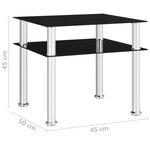 vidaXL Table d'appoint Noir 45x50x45 cm Verre trempé