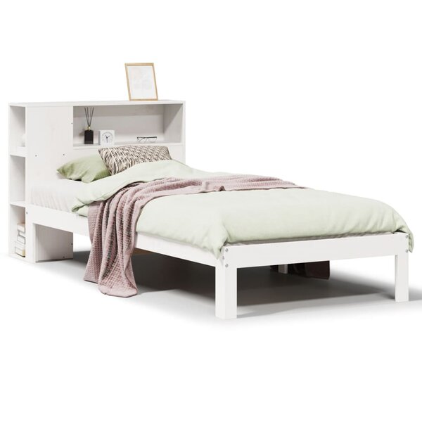 vidaXL Lit bibliothèque sans matelas blanc 100x200 cm bois pin massif