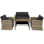 Tectake Salon bas de jardin LUCQUES 4 places - marron naturel