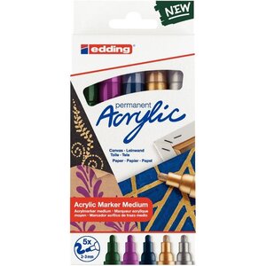 Boîte de 5 marqueurs permanents acrylique E-5100 EDDING métal assortis