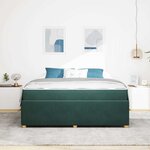 vidaXL Cadre de lit avec matelas Vert foncé 180 x 200 cm Velours