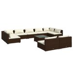 vidaXL Salon de jardin 10 Pièces avec coussins Marron Résine tressée
