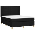 vidaXL Sommier à lattes de lit matelas et LED Noir 140x200 cm Tissu