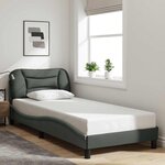 vidaXL Cadre de lit sans matelas Hvar gris foncé 90x200 cm tissu