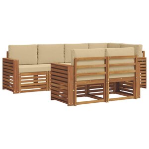 vidaXL Ensemble de canapés d'extérieur 7 pc Naturel et Beige Polyester
