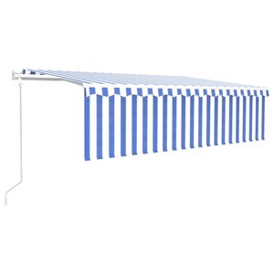 vidaXL Auvent automatique store capteur de vent/LED 5x3m Bleu et blanc