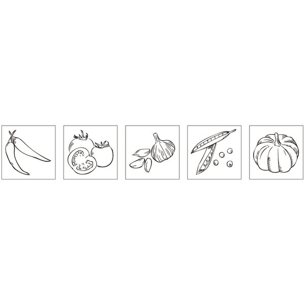 Kit mini - tampons en bois: Jeunes légumes  5 pces 2x2x2 5cm+accessoires / bte